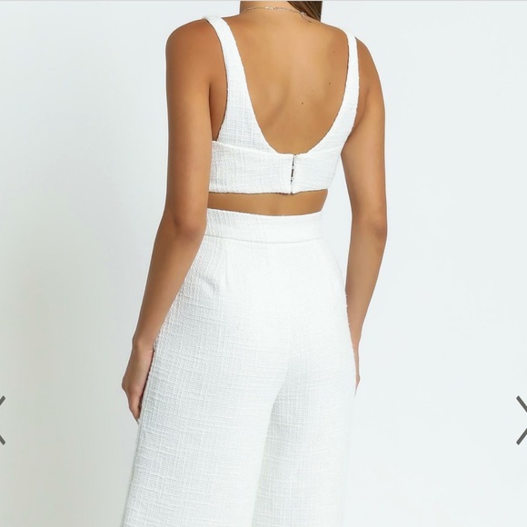 Showpo | White Two Piece Crop Wide Leg Set - Picture 3 of 7